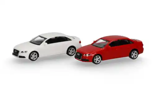 Jetzt zugreifen - Audi 2er Set A4, weiss/rot, 2007, 1 87, Herpa MiniKit