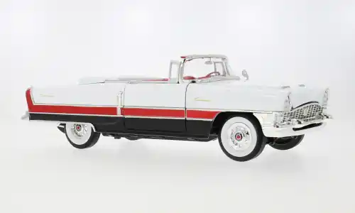 Preisknaller - Packard Caribbean (Convertible) mit schwarzen Streifen, weiss/rot, 1955, 1 18, Lucky Die Cast