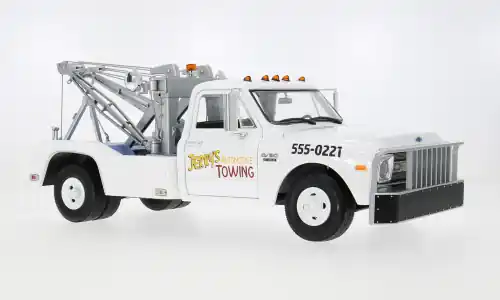 Chevrolet C-30 Dually Wrecker, weiss, 1969, Jerry’s Towing Fall Guy Stuntman, 1 18, Greenlight | Neuheit