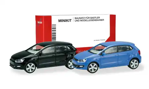 Nur wenige verfügbar | VW Polo, schwarz/blau, 2014, 1 87, Herpa MiniKit