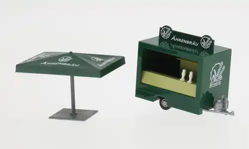 - Ausschankwagen mit Schirm, Bierkästen, Aufsteller und Ausschneidebogen, Ährenbräu, 1 87, Busch | Ausverkauf