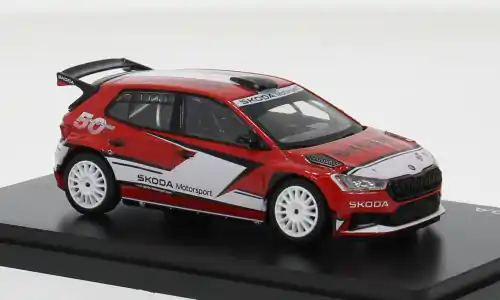 Zertifiziert - Skoda Fabia IV RS Rallye2, rot/weiss, 2022, Skoda Motorsport Design 2024, 1 43, Abrex