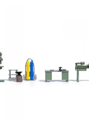 Verfügbar | HO Modellbau Ausrüstung für mechanische Werkstatt - Busch