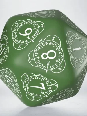 Premium-Qualität | D20 Level Counter Grün & weißer Würfel