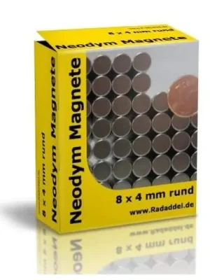 10 x Neodym Magnete Rund 8x4 mm - Direkt ab Werk