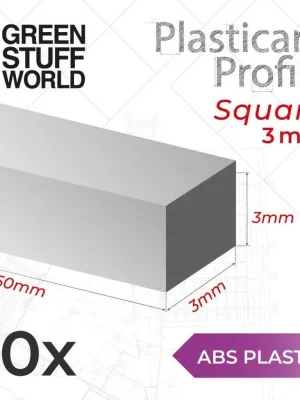 Zertifiziert | ABS Plasticard Profil - Quadratischer Stab 3mm