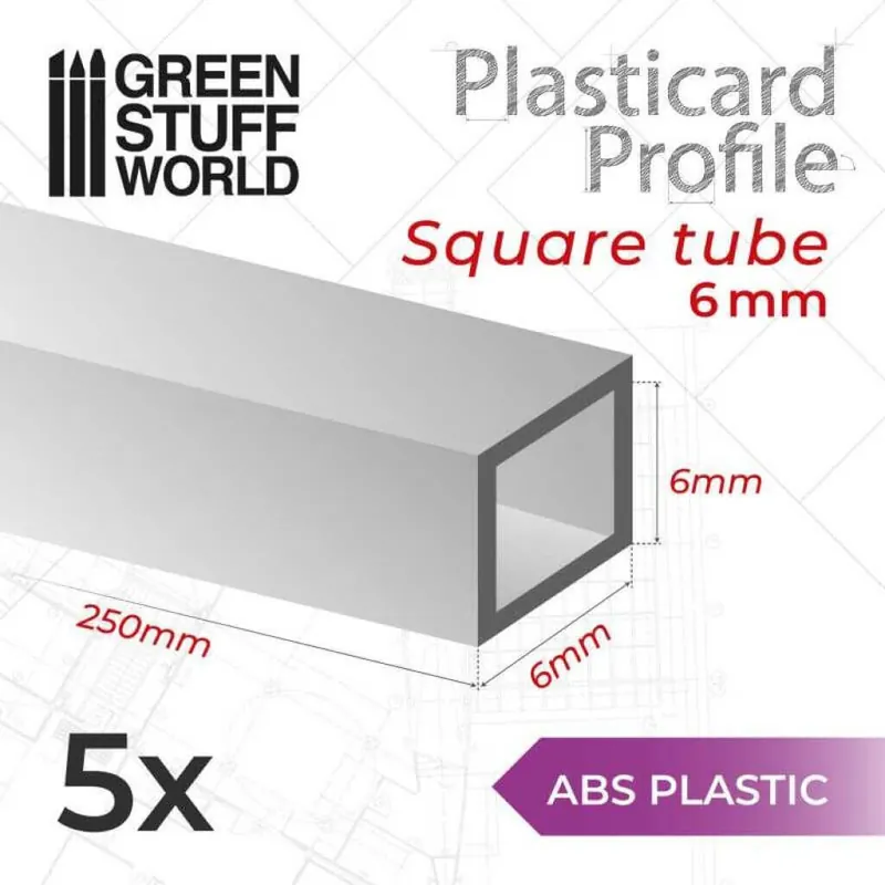 ABS Plasticard Profil - Quadratisches Rohr 6mm - Sofort bestellen