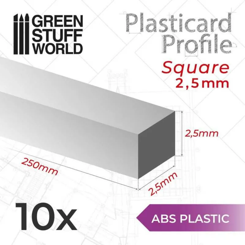 ABS Plasticard Profil - Quadratischer Stab 2.5mm - Jetzt sichern