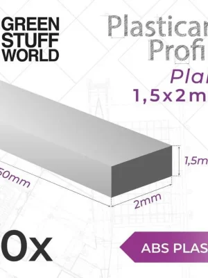 ABS Plasticard Profil - Flach 1.5 x 2mm - Sonderangebot