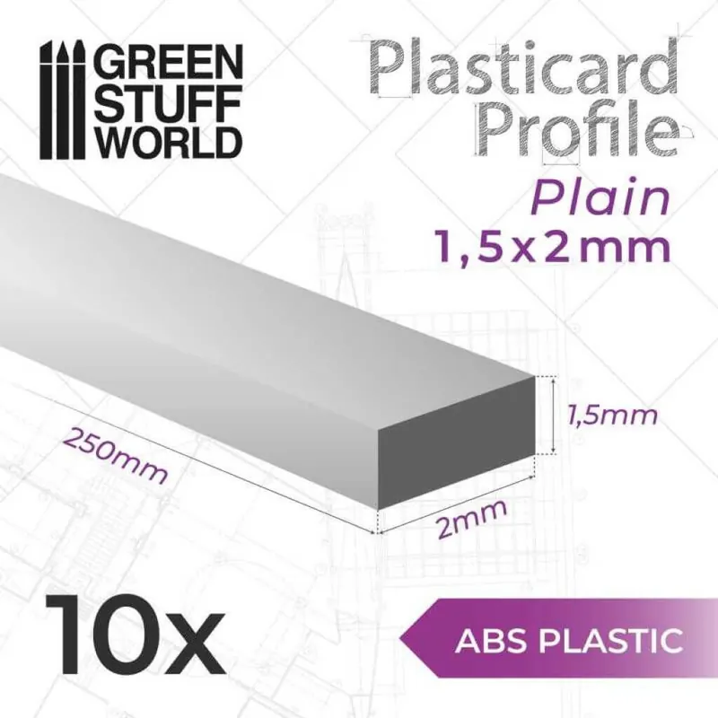 ABS Plasticard Profil - Flach 1.5 x 2mm - Sonderangebot