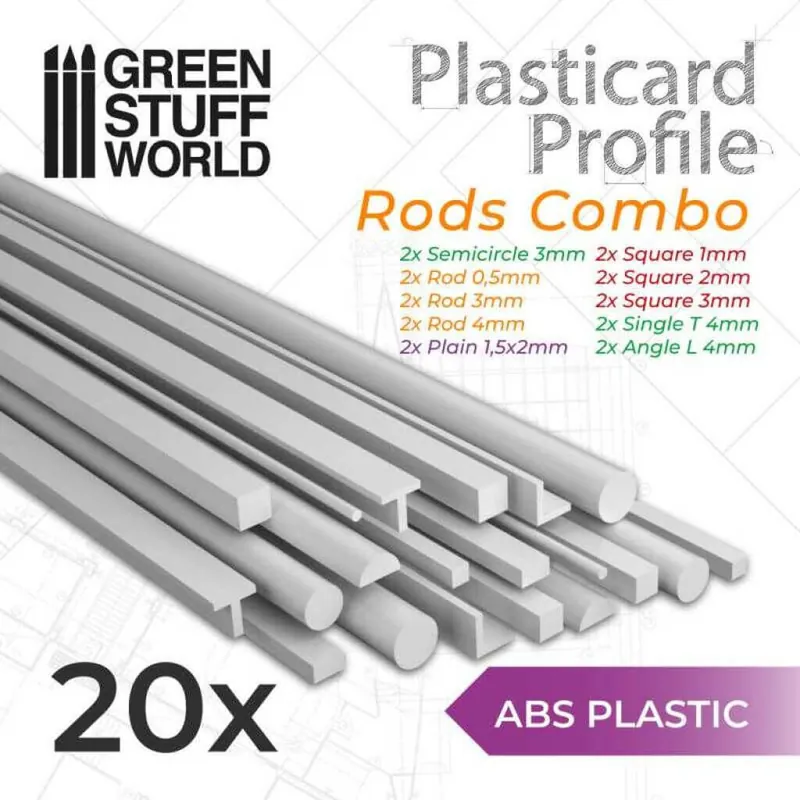 ABS Plasticard Profil - 20 Stäbe Multipack | Hochwertig