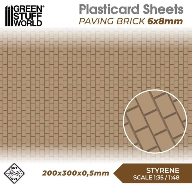 Auf Lager - ABS Kunststoffplatte - Pflasterziegel 6x8mm
