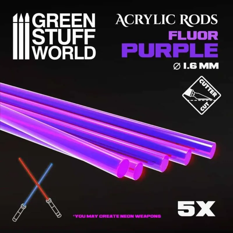 Acryl Stäbe - Rund Transparent Fluor Lila 1,6mm | Kundenfavorit