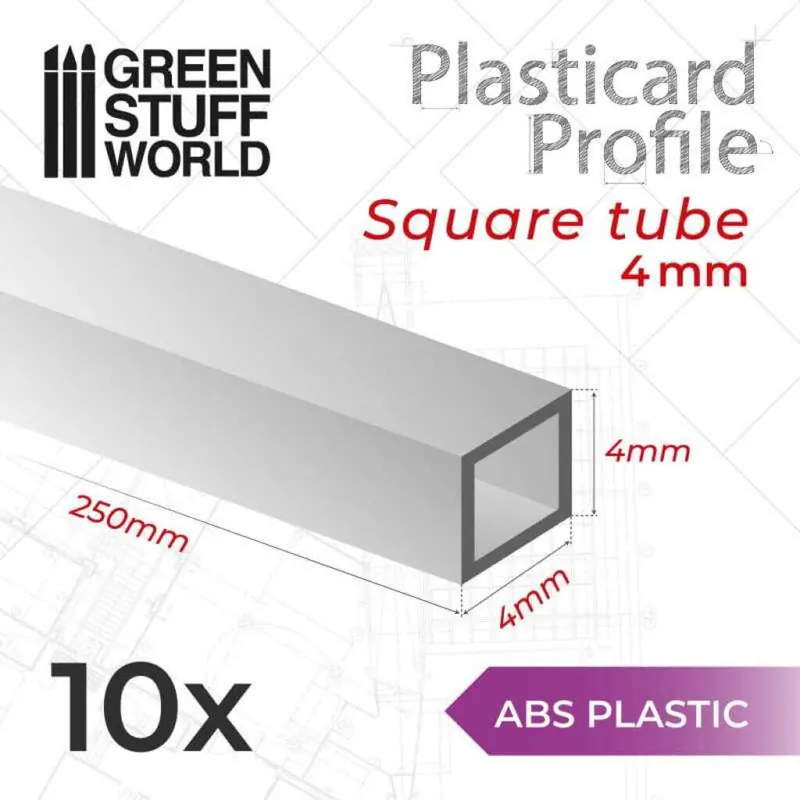 Zeitlich begrenzt - ABS Plasticard Profil - Quadratisches Rohr 4mm
