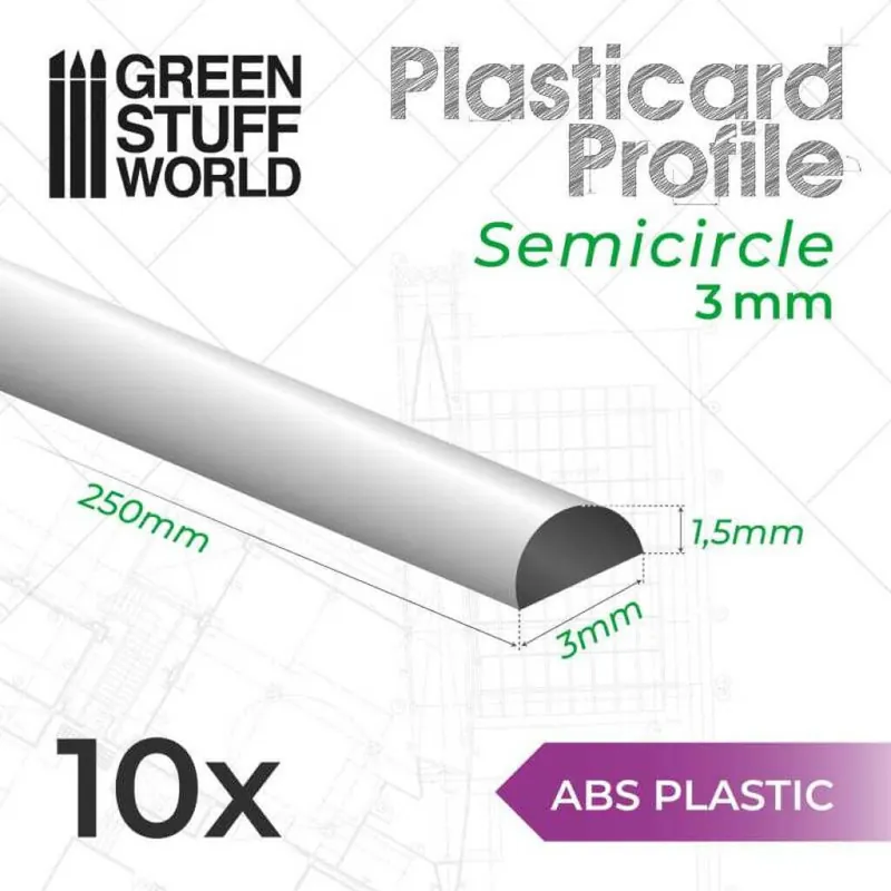 Bestseller | ABS Plasticard Profil - Halbrund 3mm