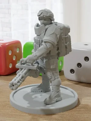 Ausverkauf - Minigun-Soldat 28 mm/32 mm Minifigur – moderne Wargaming-Miniatur für Tabletop-RPG