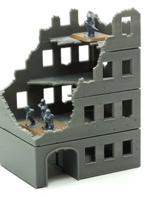 Zertifiziert | Stalingrad Ruined Residentials SRH MST2 - Tabletop Wargaming WW2 Gelände Miniatur-3D-gedrucktes Modell Flames of War & Repetiergewehr