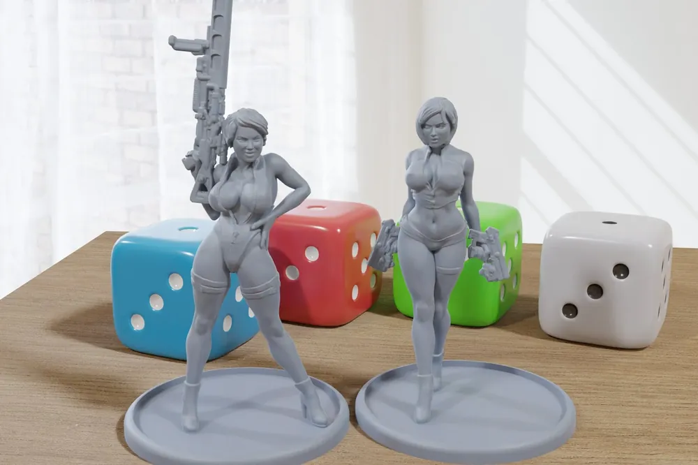 Qualitätsprodukt | Sexy Sci-Fi-Pinups – 3D-gedruckte Proxy-Minifiguren für Sci-Fi-Miniatur-Tabletop-Spiele wie Stargrave und Five Parsecs from Home