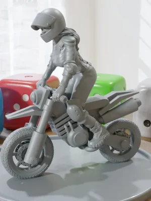 Cross-Motorrad-Biker-Mädchen – 28 mm/32 mm Minifigur – moderne Wargaming-Miniaturen für Tabletop-Rollenspiele | Preishit