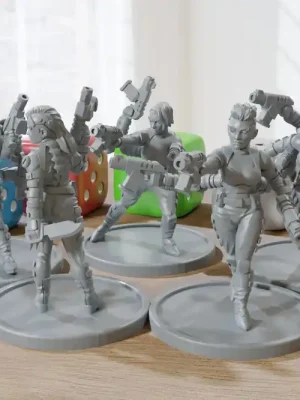Premium - Bad Girls - 3D-gedruckte Minis - Cyberpunk/Sci-Fi - Tabletop Miniatur Wargaming - Minifiguren im 28mm/32mm Maßstab