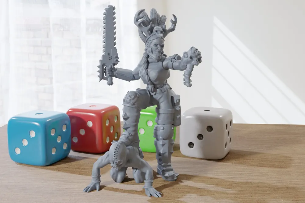 Extra-Rabatt - Punk Queen - 3D-gedruckte RPG-Minifigur - Cyberpunk/Sci-Fi - 28mm/32mm Maßstab