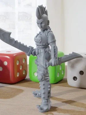 Rabatt - Love Kill Punk Female - 3D-gedruckte RPG-Minifigur - Cyberpunk/Sci-Fi - 28mm/32mm Maßstab