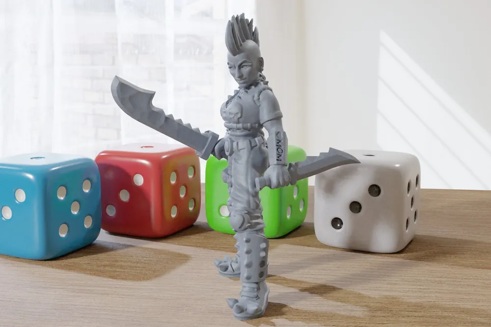 Rabatt - Love Kill Punk Female - 3D-gedruckte RPG-Minifigur - Cyberpunk/Sci-Fi - 28mm/32mm Maßstab