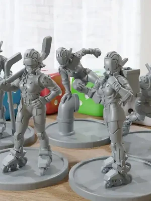 Roller Babes - 3D-gedruckte Minis - Cyberpunk/Sci-Fi - Tabletop Miniatur Wargaming - Minifiguren im 28mm/32mm Maßstab | Hammerpreis