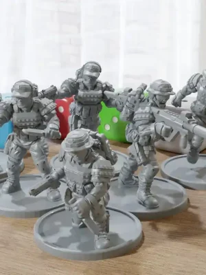 Scout Ranger Squad 28mm/32mm - Cyberpunk - Modern Warfare Miniatur für Zona Alfa - Fallout Wasteland - Tabletop RPG Minifiguren - Letzte Stücke