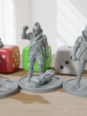 Drei männliche Zivilisten – 3D-gedruckte Minis – Cyberpunk/Sci-Fi – Tabletop-Miniatur-Wargaming – Minifiguren im Maßstab 28 mm/32 mm - Expresslieferung