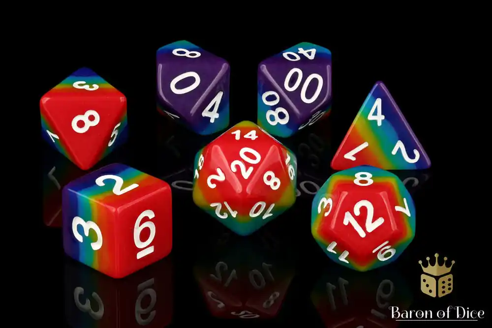 Bestpreis | Baron of Dice - Rainbow RPG Dice Set (7 Pieces)
