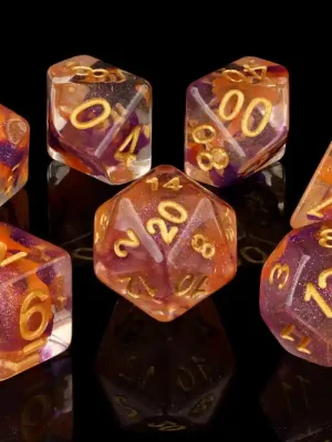Jetzt verfügbar - Baron of Dice - Orange & Purple RPG Dice Set (7 Pieces)