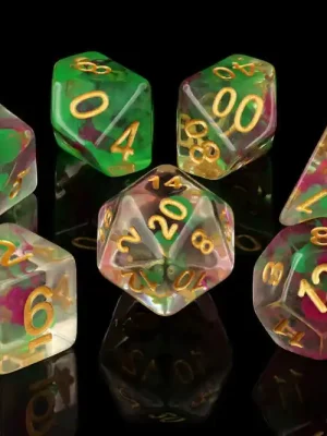 Baron of Dice - Lime & Pink RPG Dice Set (7 Pieces) | Fast ausverkauft