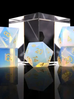 Zertifiziert - Baron of Dice - Natural Opal Gemstone RPG Dice Set (7 Pieces)