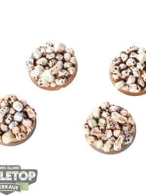 Schnäppchen - Bases - 4 Skulls Bases Round 25mm - bemalt