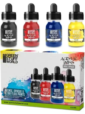 Zertifiziert | Green Stuff World - Acrylic Inks Set - Basic Opaque (x4)
