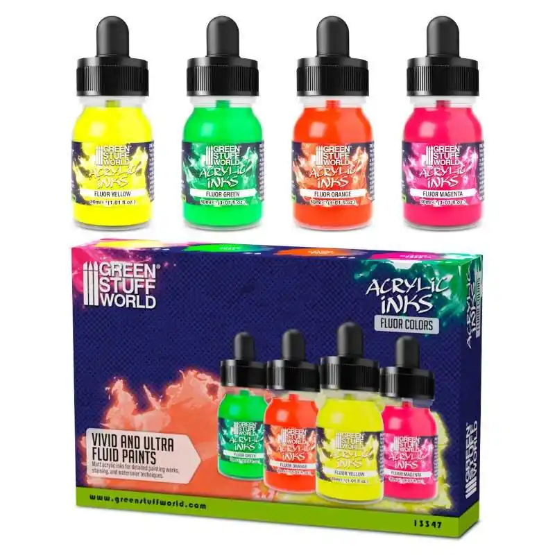 Green Stuff World - Acrylic Inks Set - Fluor (x4) | Letzte Stücke