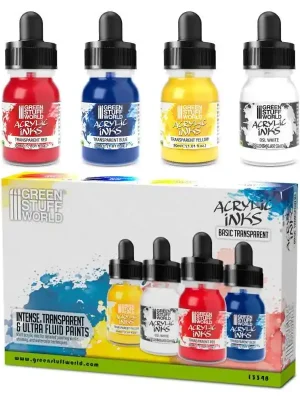 Zertifiziert - Green Stuff World - Acrylic Inks Set - Basic Transparent (x4)