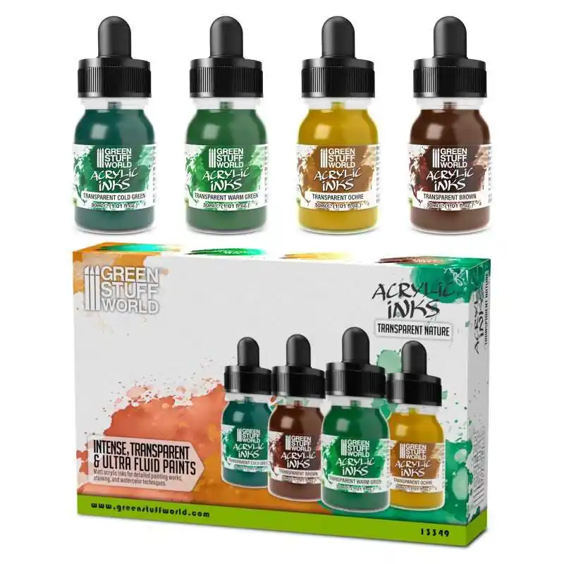 Begrenzte Stückzahl - Green Stuff World - Acrylic Inks Set - Transparent Nature (x4)