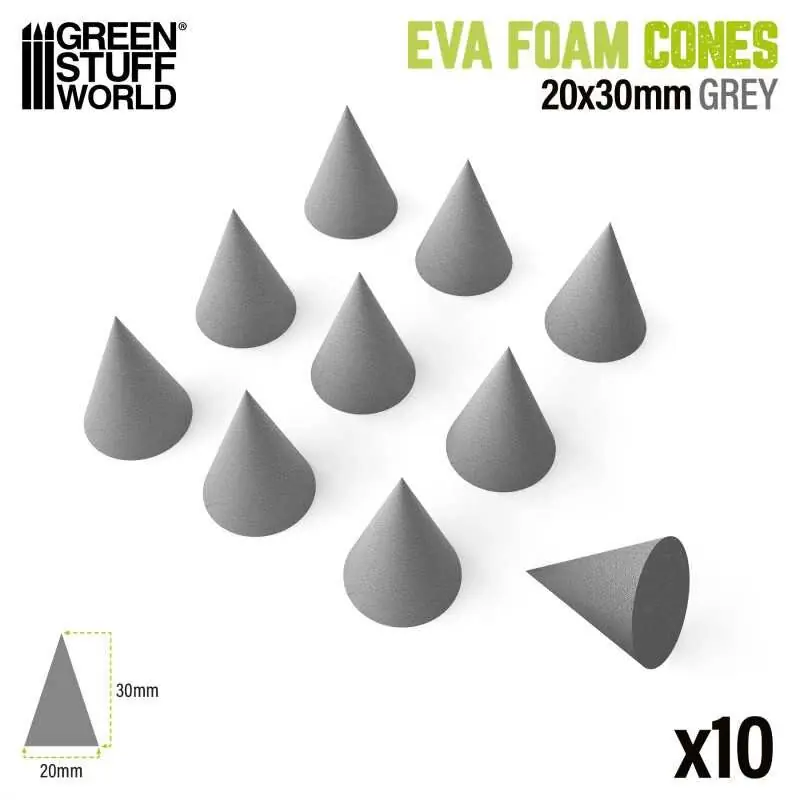 Fast ausverkauft | Green Stuff World - EVA foam cones 30mm (pack x10)