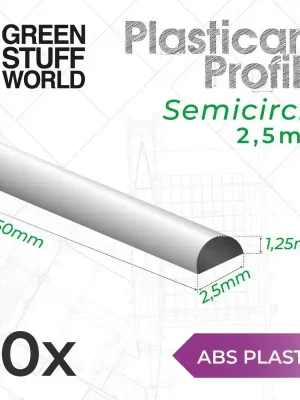 Top-Qualität - Green Stuff World - ABS Plasticard - Profile SEMICIRCLE 2.5 mm